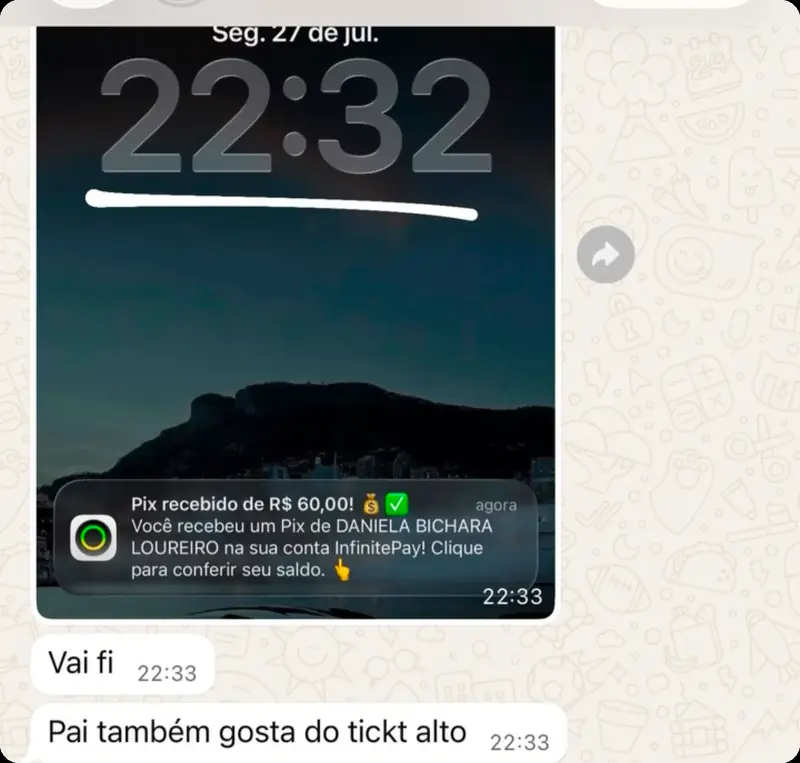 Print de cliente comprando novamente