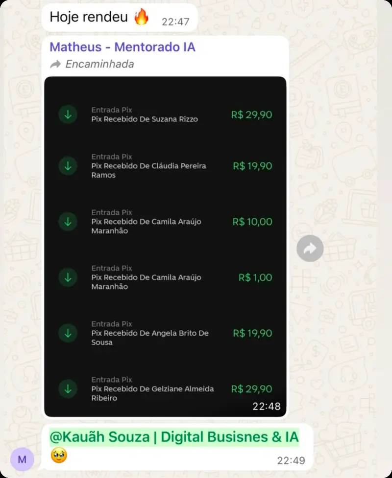 Print de faturamento crescendo